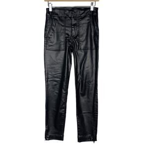 Kut From The Kloth 00 Black Reese Coated Ankle Straight Leg Pant Zip Ankles